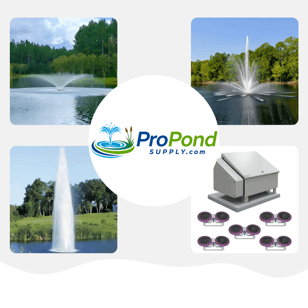 Front side view of 3 vertex fountains and 1 aerator