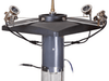 Color-changing fountain light set by Scott Aerator showing stainless steel LED fixtures and brackets
