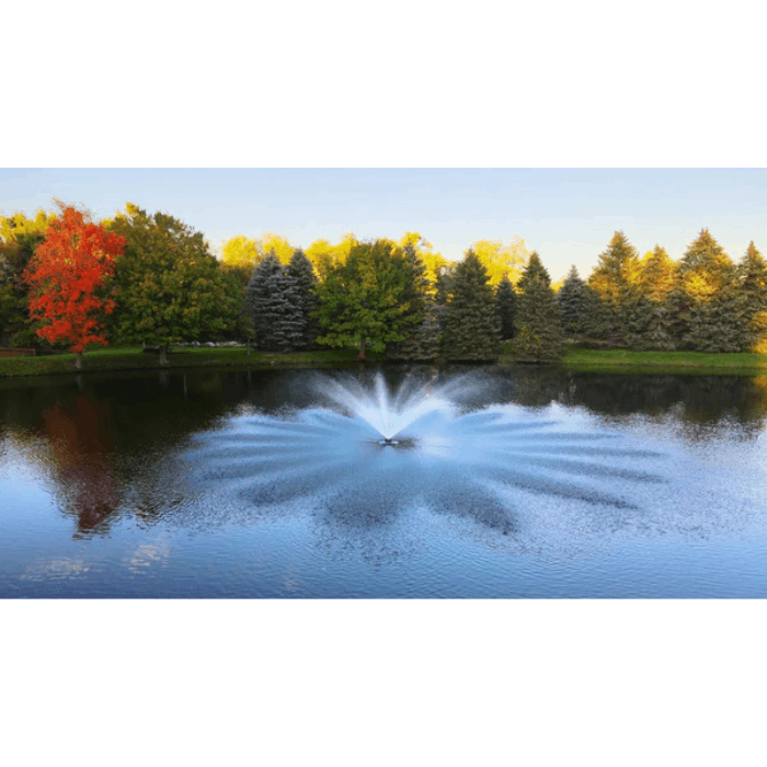 Great Lakes pond fountain by Scott Aerator with decorative low-profile spray display