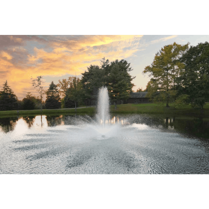 Scott Aerator Great Lakes Fountain operating at sunset with vertical spray and wide water ring