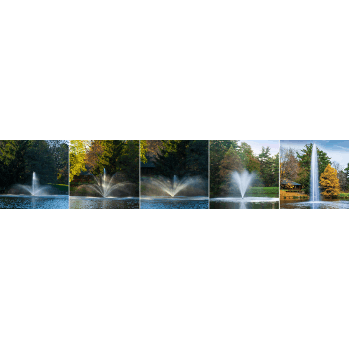 Scott Aerator Great Lakes Fountain spray pattern comparison showing multiple nozzle style options