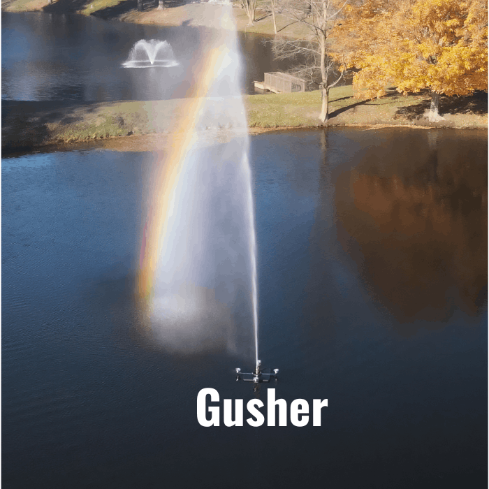 Scott Aerator Great Lakes Fountain with Gusher spray pattern creating tall vertical display