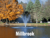 Scott Aerator Great Lakes Fountain with Millbrook spray pattern in landscaped pond