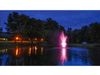 Scott Aerator color-changing LED light set for fountains illuminating pond fountain in pink at night