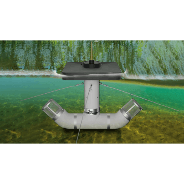 Shallow Water Adapter installed below the water surface for shallow pond aeration