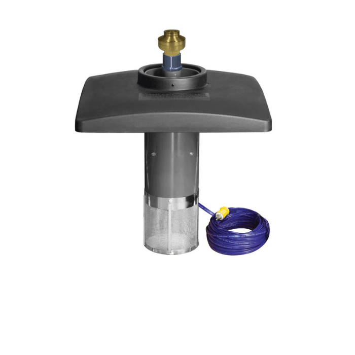 Skyward Pond Fountain by Scott Aerator unit with float and power cord on white background