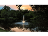 White LED light set for fountains by Scott Aerator highlighting pond fountain after dark
