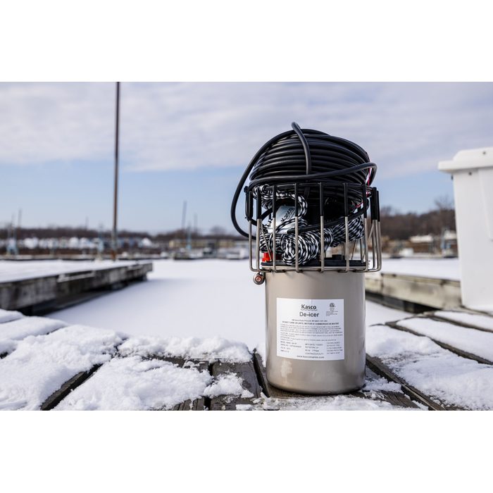 De-Icer Unit Front View on Snowy Boardwalk