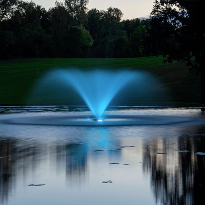 Kasco RGB LED Lighting on water display with blue LED light