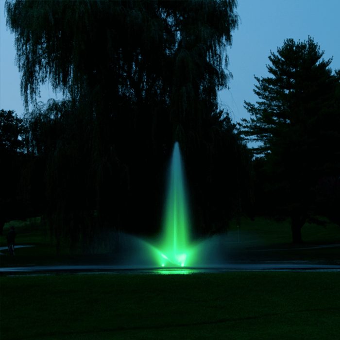 Kasco RGB LED on water display with green LED light