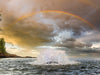 Kasco Surface Aerator Aerating on Water with Beautiful Rainbow at the Background