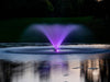 Kasco VFX illuminated with purple WaterGlow lights reflecting on a calm pond at dusk