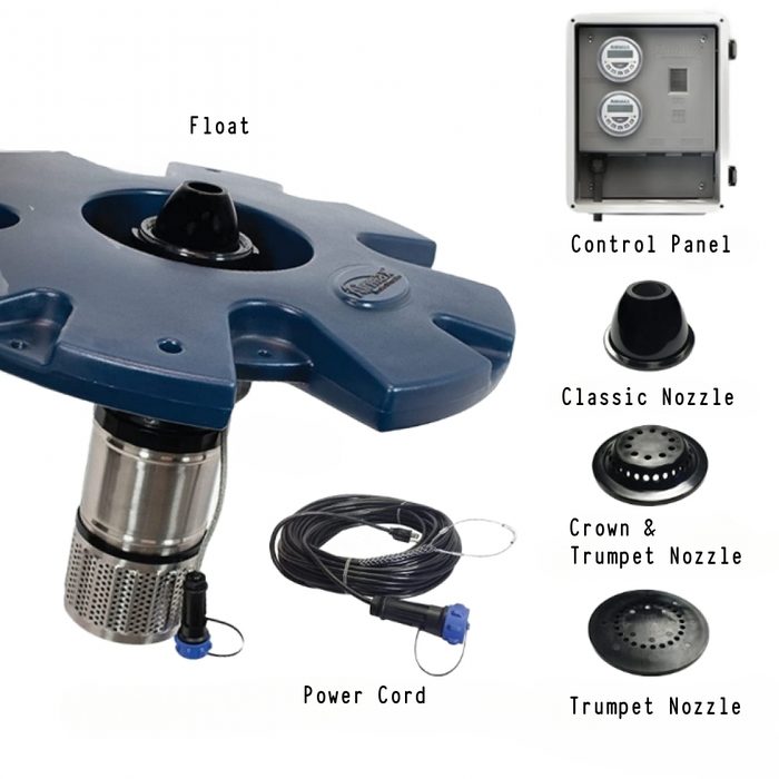 Airmax EcoSeries 1/2 HP Floating Pond Fountain - Full Set Including Nozzles