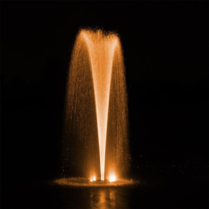 Airmax RGBW Color-Changing LED Light Set - Shown With EcoSeries Fountain and Trumpet Nozzle