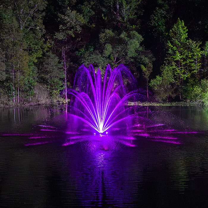J Series fountain with RGBW lit spray pattern (lifestyle 1)