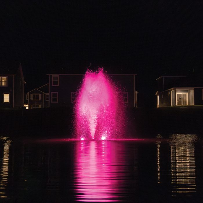 Kasco J Series Fountain fountain with RGBW lit spray pattern (lifestyle 2)