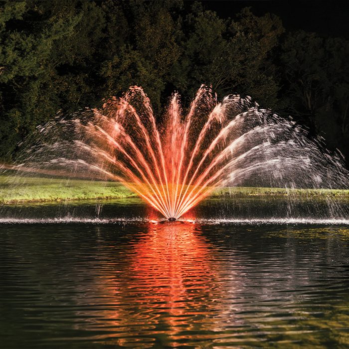 J Series Fountain fountain with RGBW lit spray pattern (lifestyle 4)