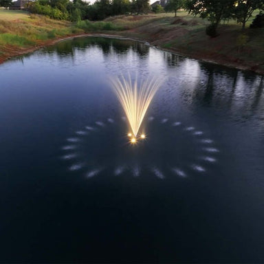 PondSelect E-Series 1/2 HP Pond Fountain - Wide Arch Spray Pattern with LED Lights