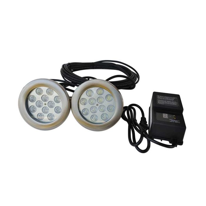 PondSelect White Fountain LED Lighting Kit - 12 Watt 2 Light Set