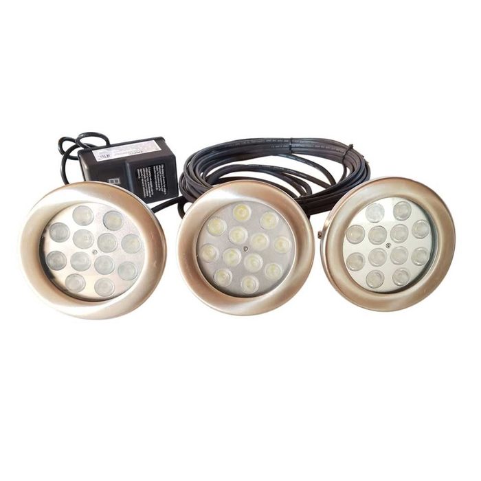 PondSelect White Fountain LED Lighting Kit - 12 Watt 3 Light Set