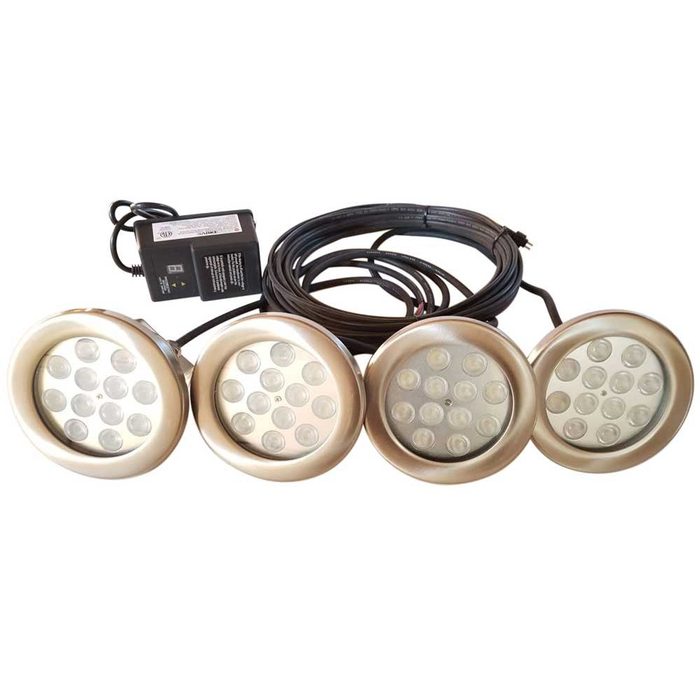 PondSelect White Fountain LED Lighting Kit - 12 Watt 4 Light Set
