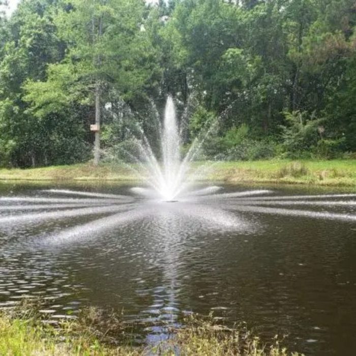 Vanguard Hydro Torque 550 Series Floating Fountain on Water Display w/ Trees at the Background