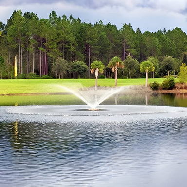 Vertex FunnelJet Floating Fountain Series On Water with Trees at the Background