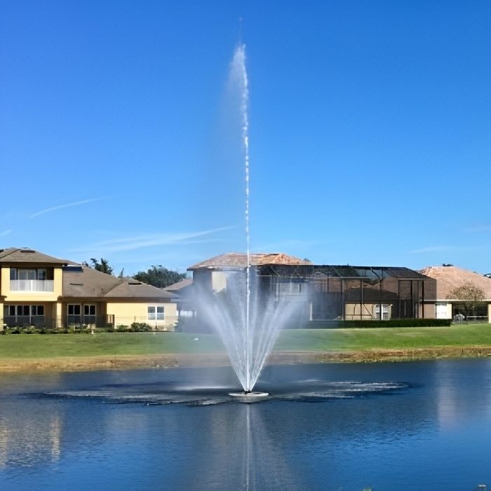 Vertex TwoTier Floating Fountain Series On Water With Houses at the Background