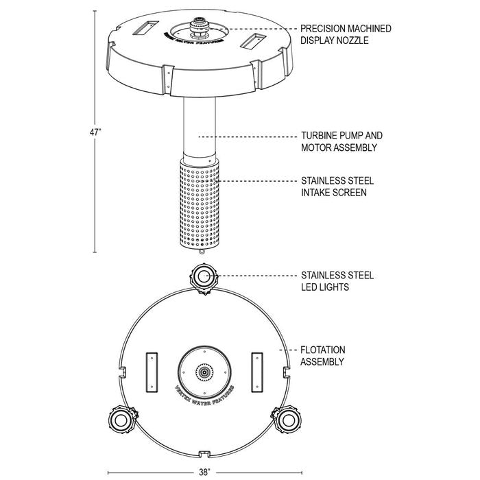 Vertex Vertical TriTier Fountain - Float Unit Details