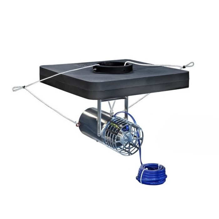 Side view of the Scott Floating AquaSweep float with the submersible power cord