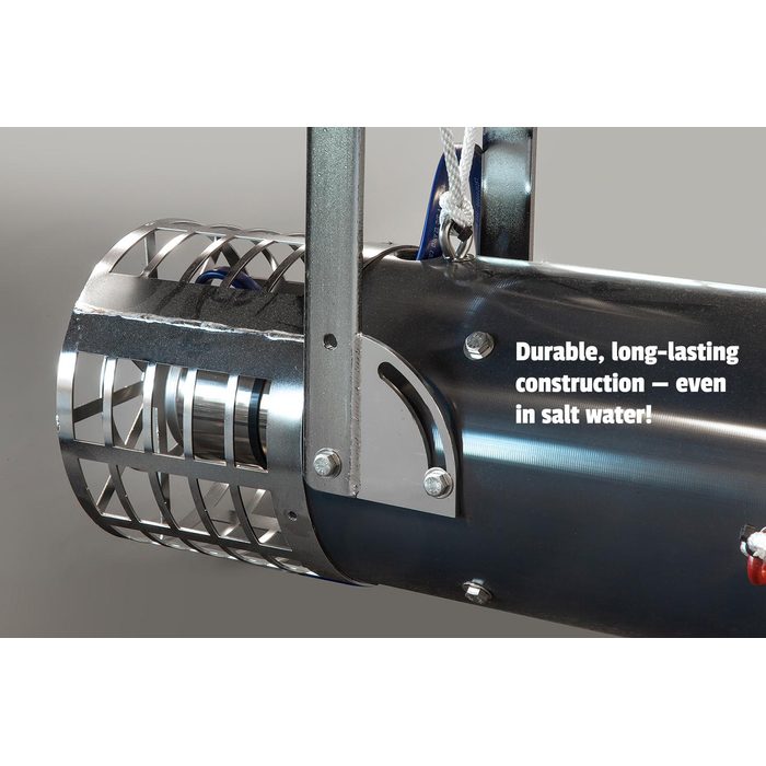 Close-up of the Scott Floating AquaSweep motor and discharge head