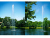Scott Aerator Jet Stream Pond Fountain on water showing the tall vertical spray column