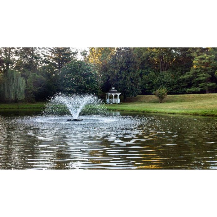 Solar DA-20 Pond Aerator with a gazebo and trees in the background