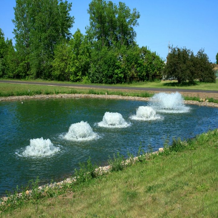 Surface Aerator Multiple Aerators on Water with Trees at the Background