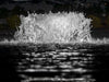 Surface Aerator with bright white LED lighting in pond at night