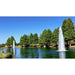 Vertex GeyserJet fountain operating in a large pond with a tall vertical spray column