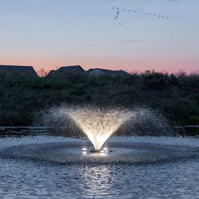 VFX Series with warm white WaterGlow LED lights illuminating the spray pattern
